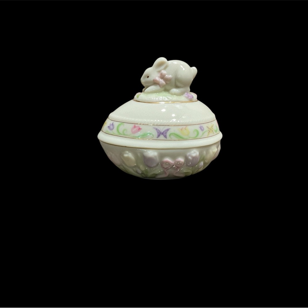 Easter-Lenox Limited Edition Ceramic Bunny Box - Cream and Pastel Accents